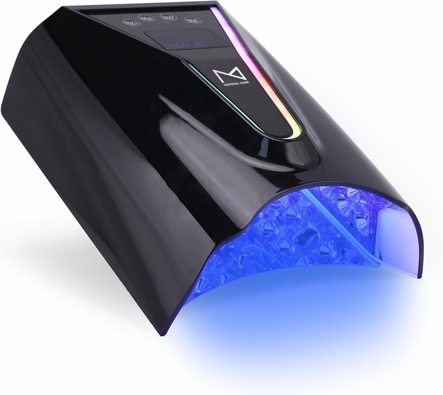 M - Crystal Cure 128W UV/LED Nail Lamp | Fast Curing with 45 Powerful 365nm 405nm LEDs | Cordless, Rechargeable, Auto Sensor | Professional Gel Nail Dryer for Manicures & Pedicures (Black)
