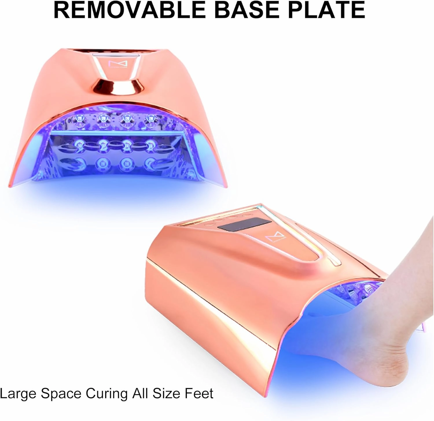 M - Crystal Cure 128W UV/LED Nail Lamp | Fast Curing with 45 Powerful 365nm 405nm LEDs | Cordless, Rechargeable, Auto Sensor | Professional Gel Nail Dryer for Manicures & Pedicures (Red)