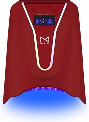 M - Crystal Cure 128W UV/LED Nail Lamp | Fast Curing with 45 Powerful 365nm 405nm LEDs | Cordless, Rechargeable, Auto Sensor | Professional Gel Nail Dryer for Manicures & Pedicures (Red)