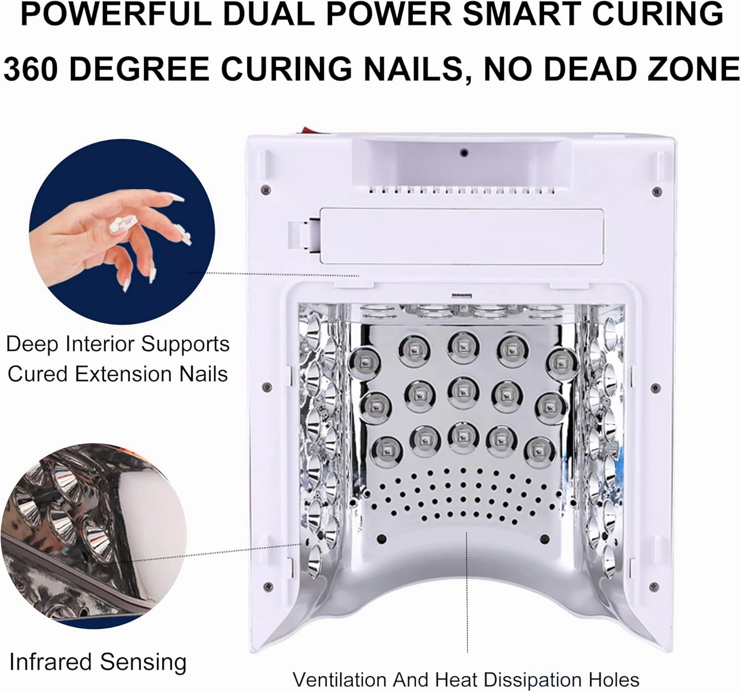 M - Crystal Cure 128W UV/LED Nail Lamp | Fast Curing with 45 Powerful 365nm 405nm LEDs | Cordless, Rechargeable, Auto Sensor | Professional Gel Nail Dryer for Manicures & Pedicures (Rose Gold)