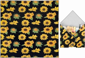 Magic Cloth Makeup Bag, Magic Pocket Makeup Bag, Lazy Cosmetic Bag for Travel, 21.7 x 21.7 inches Open Lay Flat Organizer for Beauty Essentials(Sunflowers)