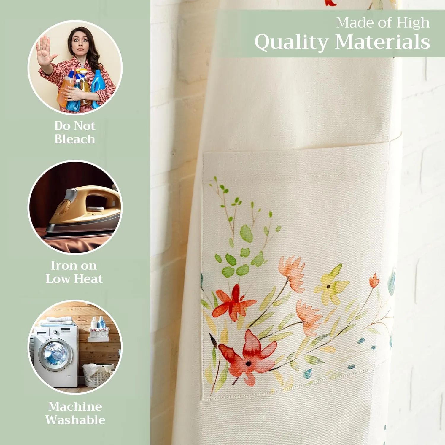 Maison d'Hermine 100% Cotton Apron for women with Pocket Kitchen Chef Apron for Men Cooking Gardening Server Waitress Maid