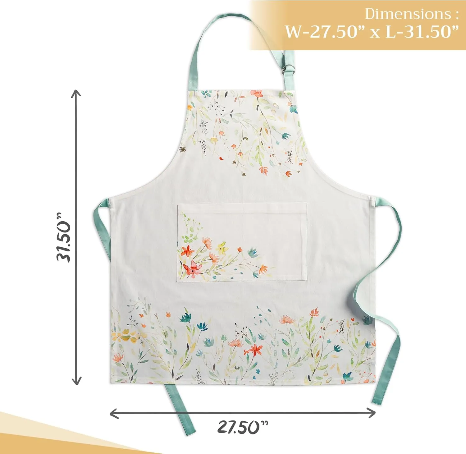 Maison d'Hermine 100% Cotton Apron for women with Pocket Kitchen Chef Apron for Men Cooking Gardening Server Waitress Maid
