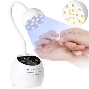 Makartt UV LED Nail Lamp - Gooseneck UV Light for Gel Nails Cherie Cordless USB 39W Nail Dryer LED Gel Lamp with 4 Times & Auto Sensor Fast Flash Curing Light for Salon Use (White)