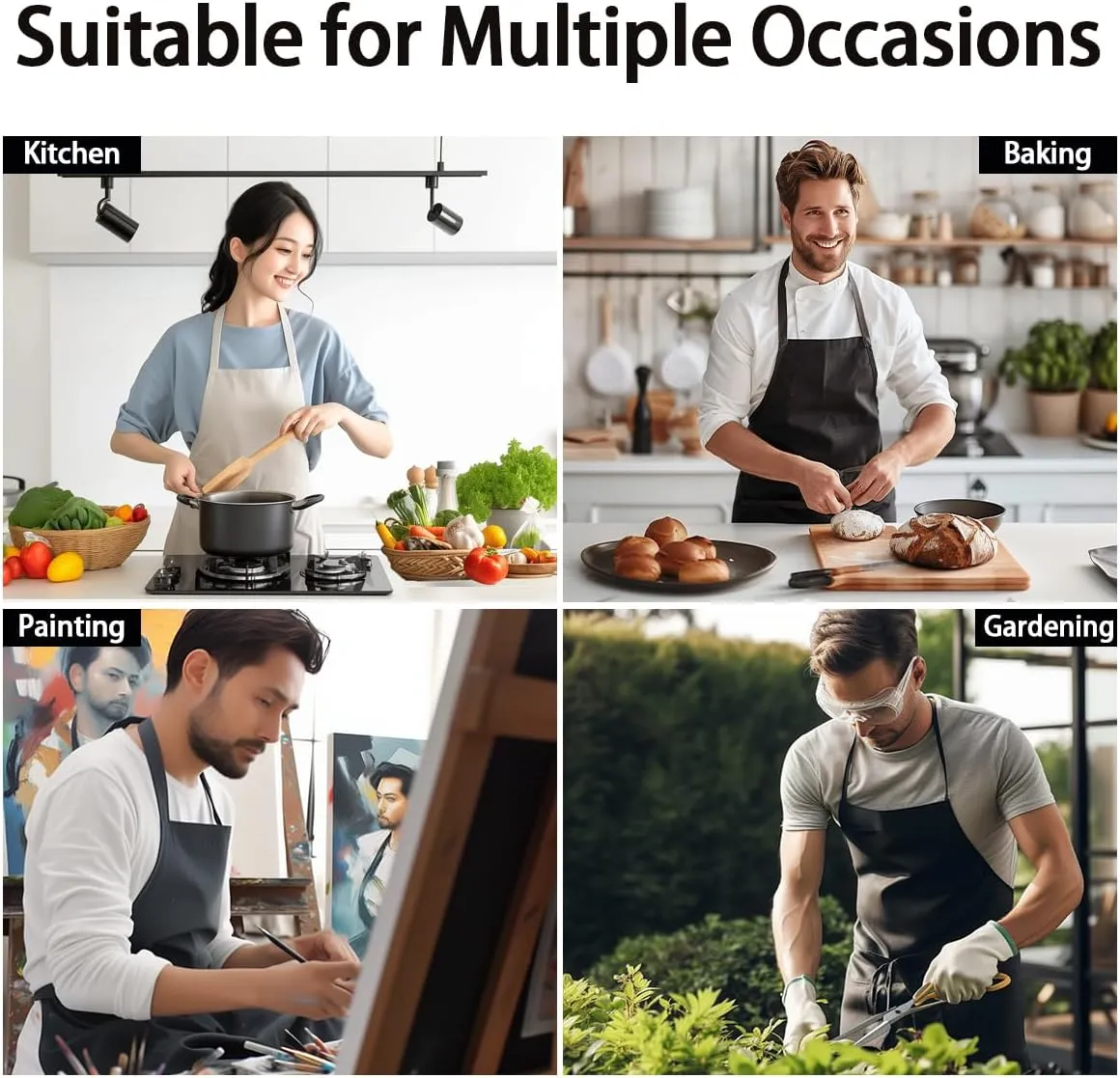 Manfei Adjustable Apron for Women,Cooking,Baking,Painting