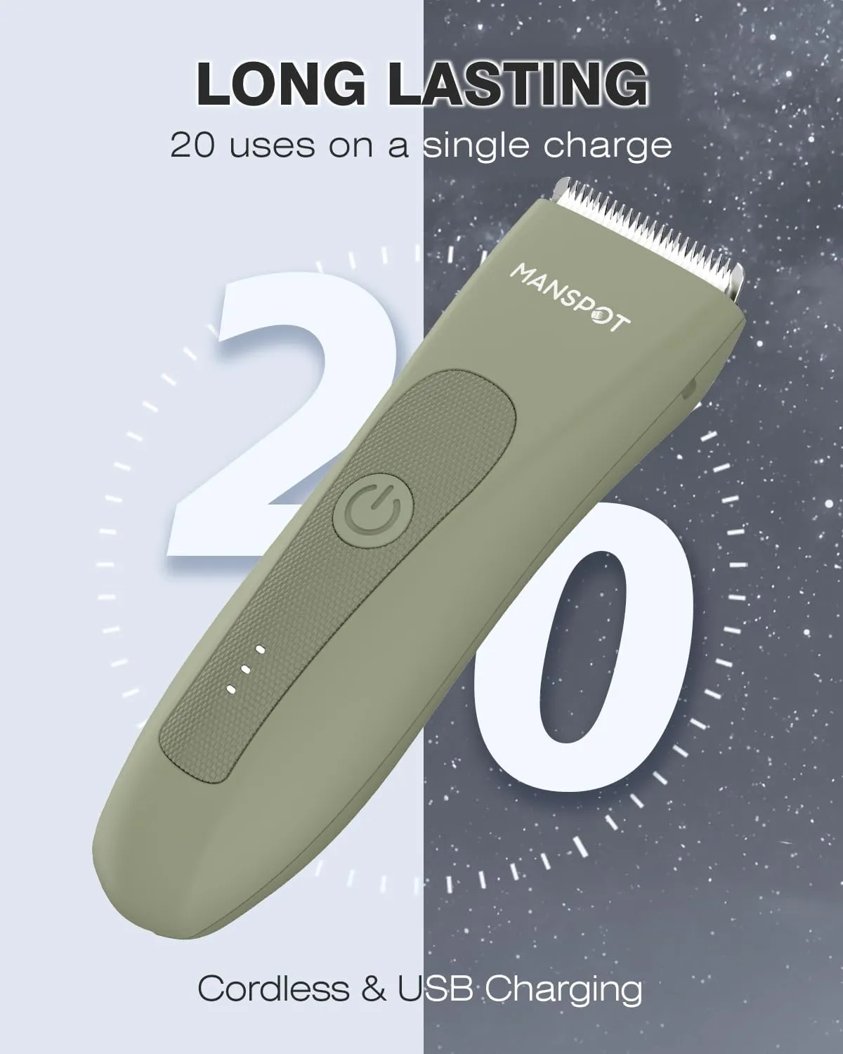 MANSPOT Manscape Pubic Hair Trimmer for Men and Women, Electric Ball Trimmer Pubic Trimmer Shaver,Hypoallergenic Ceramic Blade Heads,Waterproof Wet/Dry Groin Shaver,20 Times Usage,No Nick,No Burn