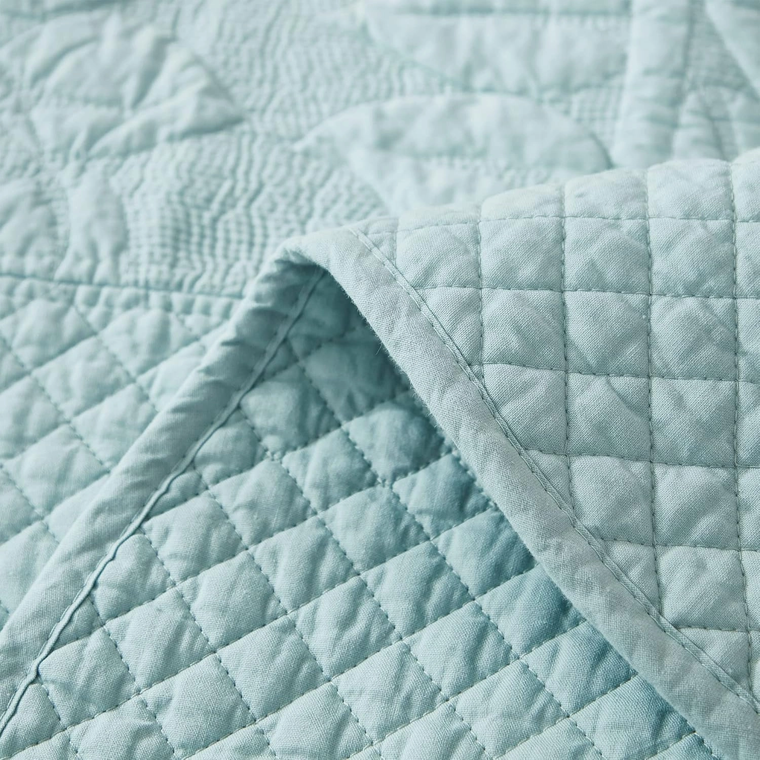 MarCielo 3-Piece 100% Cotton Oversized Bedspread Lightweight Quilt Coverlet Embroidery Farmhouse Bedding Set T0 (Aruba Blue, Queen (100"x106"))