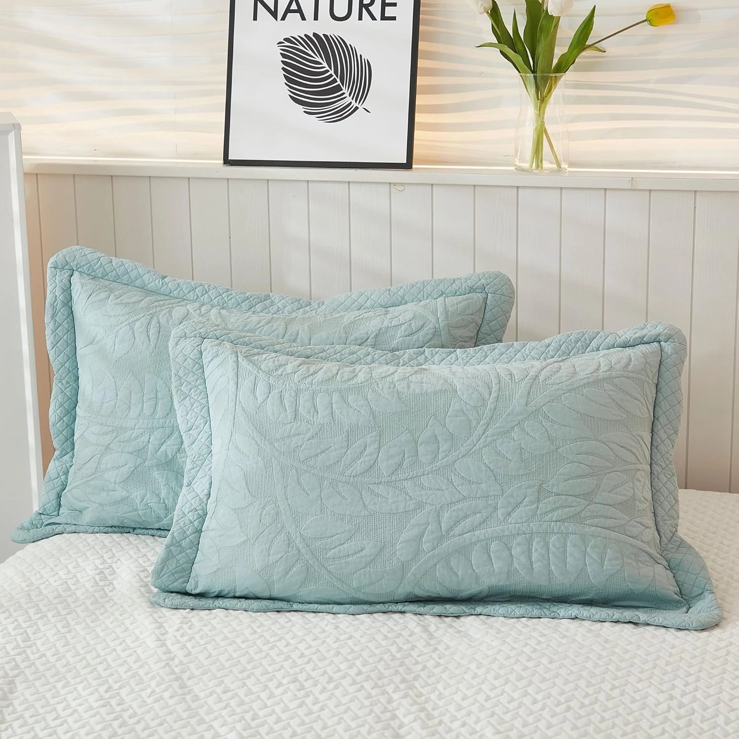MarCielo 3-Piece 100% Cotton Oversized Bedspread Lightweight Quilt Coverlet Embroidery Farmhouse Bedding Set T0 (Aruba Blue, Queen (100"x106"))