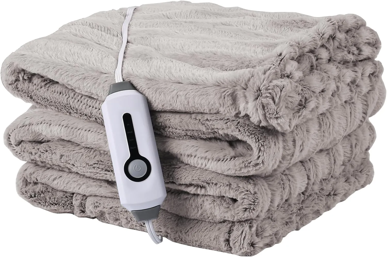 McJaw Electric Blanket Heated Full Size,72''x84'' Faux Fur Blanket with 10 Hour Auto Off & 4 Heating Levels, Machine Washable, Light Brown