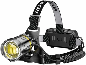 MDybf Induction Headlight Head-Mounted Strong Light Rechargeable Fishing Light Outdoor Long Life Miner's Lamp Flashlight, Black