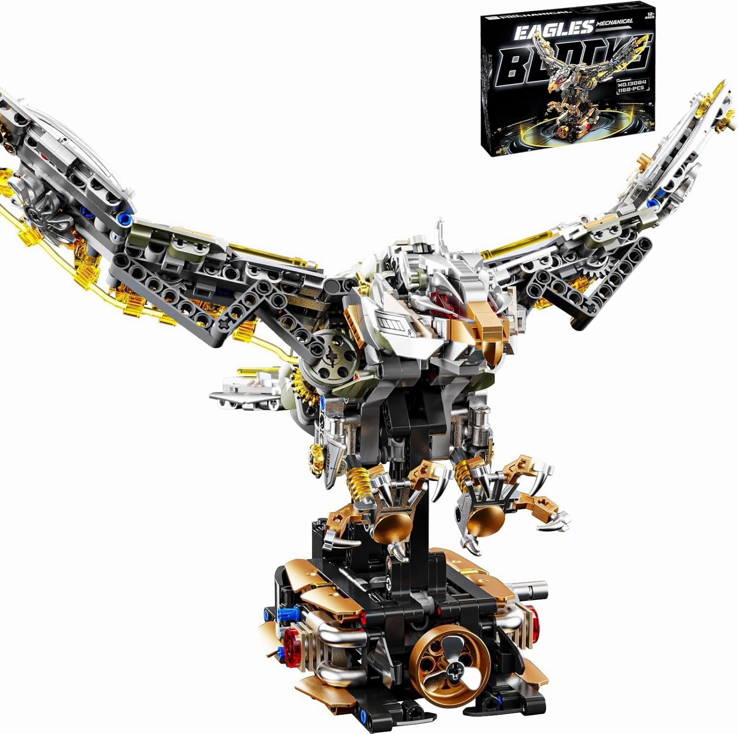 Mechanical Eagle Building Block Set 3D Poseable Model with Articulated Wings & Talons STEM Toy for Kids & Adults Ideal Gift for Engineering, Nature & Animal Lovers
