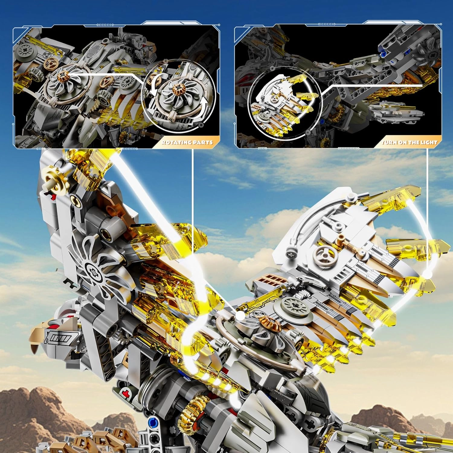 Mechanical Eagle Building Block Set 3D Poseable Model with Articulated Wings & Talons STEM Toy for Kids & Adults Ideal Gift for Engineering, Nature & Animal Lovers