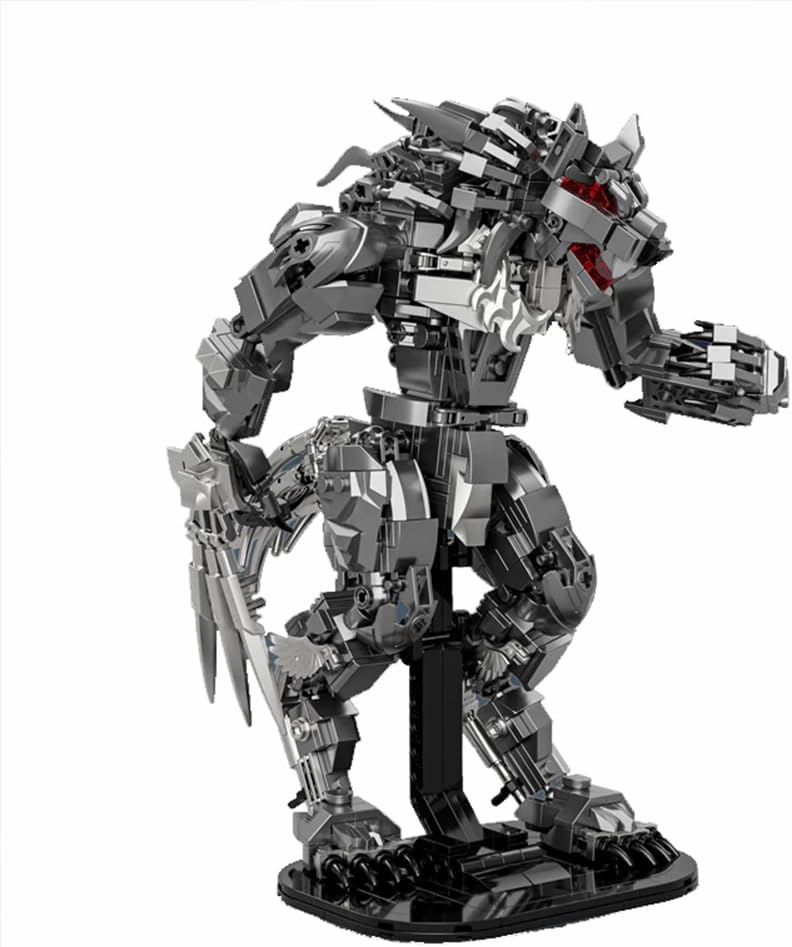 Mechanical Werewolf Building Blocks Set,MOC Werewolf of The Night Model Building Kit -Wolf Display Stand, Gift Idea for Collectors Adults, 813 Pieces