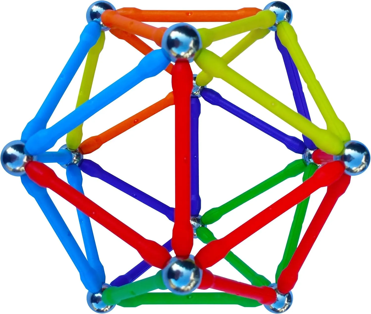 Mega Magz, 130-Piece Magnetic Construction Set - 66 bars and 64 balls