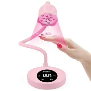 MEKK Gooseneck UV Nail Lamp Cordless Small UV Light for Nails with Sensor,Professional Flash Cure Gel Nails Light 30W Mini Gel Nail Lamp with Three Timers (10s/30s/60s) Salon & Home DIY Use-Pink