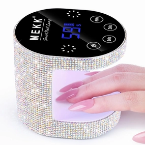 MEKK Cordless Mini UV Light for Gel Nails - 24W Rechargeable Mini UV LED Nail Lamp with Touch Control & Auto Sensor,Diamond Flash Cure Lamp,4 Timers,Portable Nail Light for Salon & Home-Diamond White
