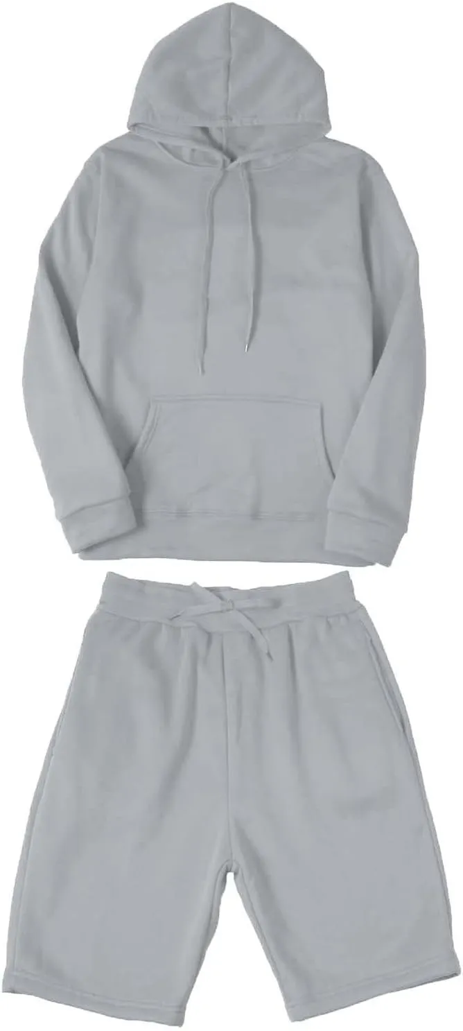 Men Tracksuit 2 Piece Casual Long Sleeve Hooded Sweatshirt Shorts Loose Lightweight Athletic Jogging Suit with Pocket