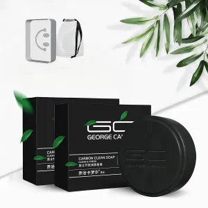 Men's 3-in-1 Bamboo Charcoal Soap Bar - Oil Control, Long-Lasting Freshness | Face, Body & Hair Cleanser | Natural Exfoliating Soap with Free Mesh Pouch (No Additives, Vegan-Friendly) (2)