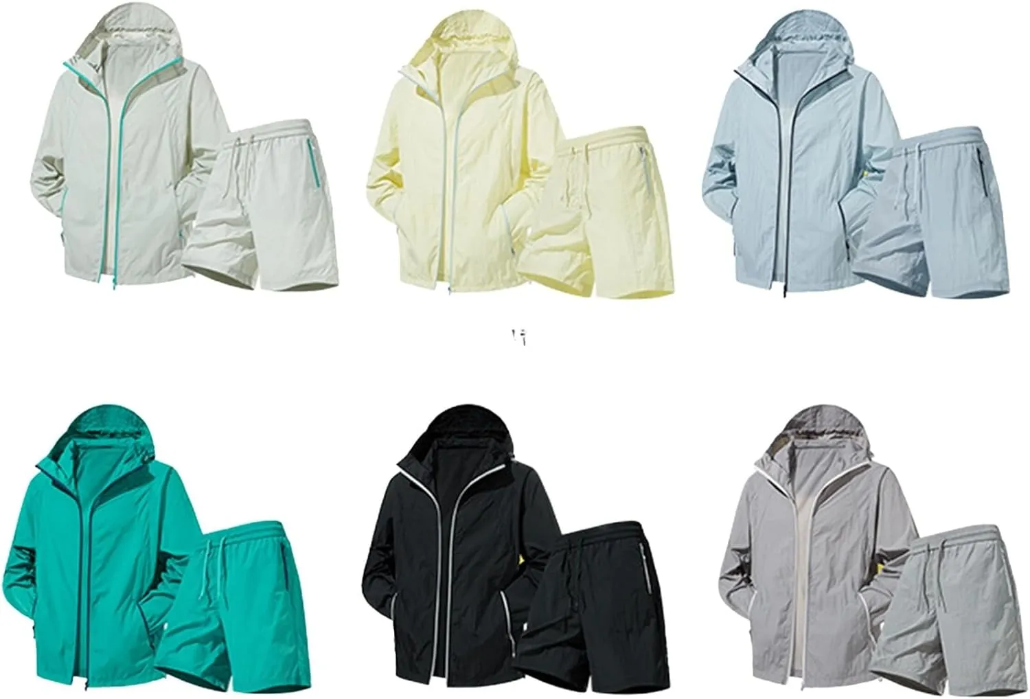 Men's Outdoor Sun Suit Lightweight Summer Hooded Jacket with Short Sleeve for Hiking Travel and Casual Wear
