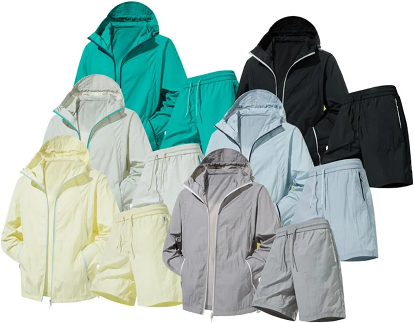 Men's Outdoor Sun Suit Lightweight Summer Hooded Jacket with Short Sleeve for Hiking Travel and Casual Wear