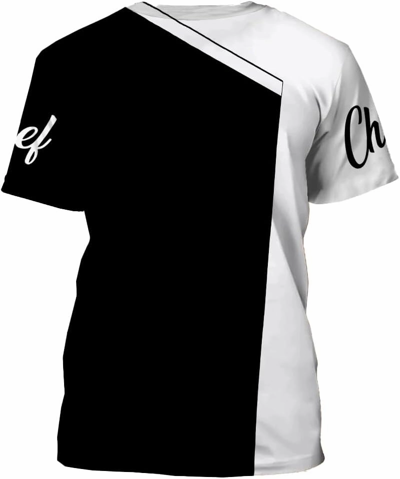Mens 3D Print Chef T-Shirt Short Sleeve Chef Coat Chef Jacket Pattern Quick Dry Cook Shirt BBQ Shirt
