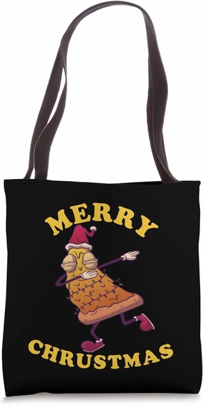 Merry Christmas Pizza Lover Funny Pizza Crust Pizza Tote Bag