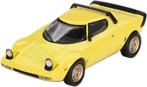 Metal Die Cast Toy Cars 1:64 for Lancia Stratos HF 771 Yellow Alloy Fun Vehicle Party Scene Ornaments Model Car for Home Or Office Décor