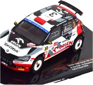 Metal Toy Vehicle 1:43 Alloy Rally Car Model for Skoda Fabia Poland 2022 Metal Vehicle Collectible Ornament Scale Vehicles