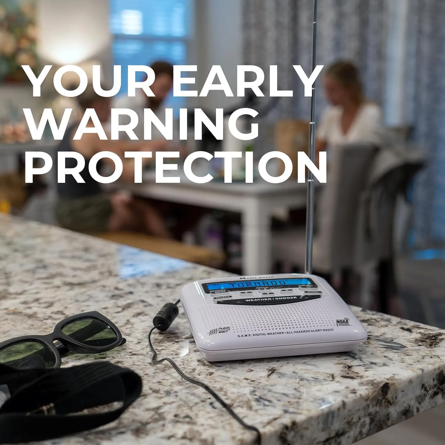 Midland - WR120B - NOAA Emergency Weather Alert Radio - Localized Programming, Trilingual Display, 60  Emergency Alerts, Alarm, Selectable Alert Tone