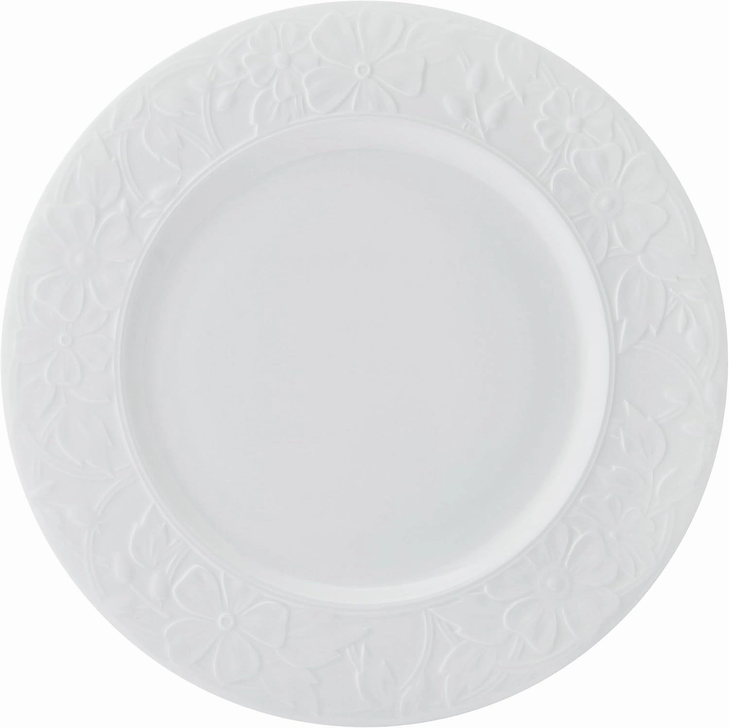 Mikasa Claire Floral Bone China Lightweight Chip Resistant 12 Piece Dinnerware Set, Service for 4, White