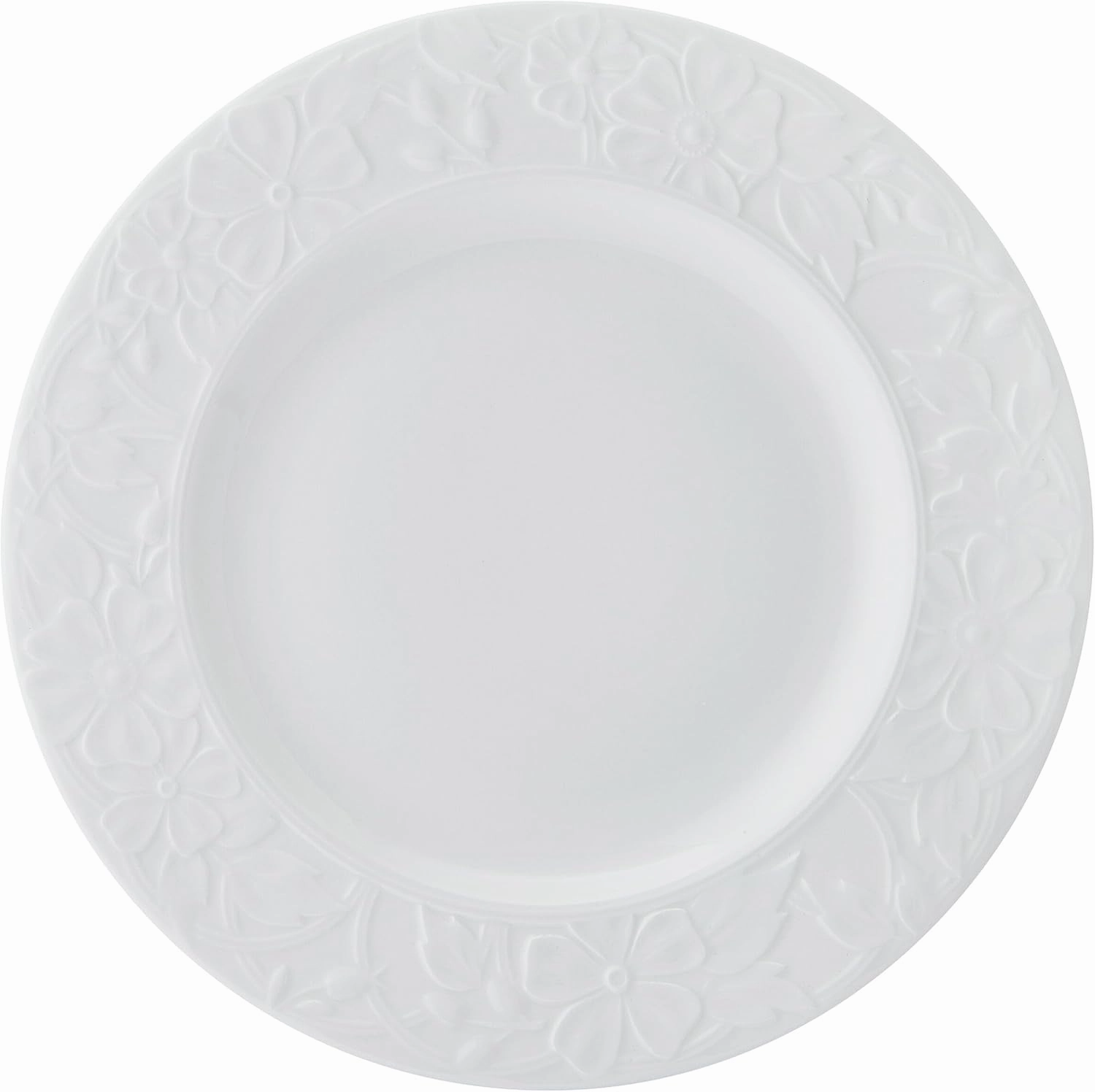 Mikasa Claire Floral Bone China Lightweight Chip Resistant 12 Piece Dinnerware Set, Service for 4, White