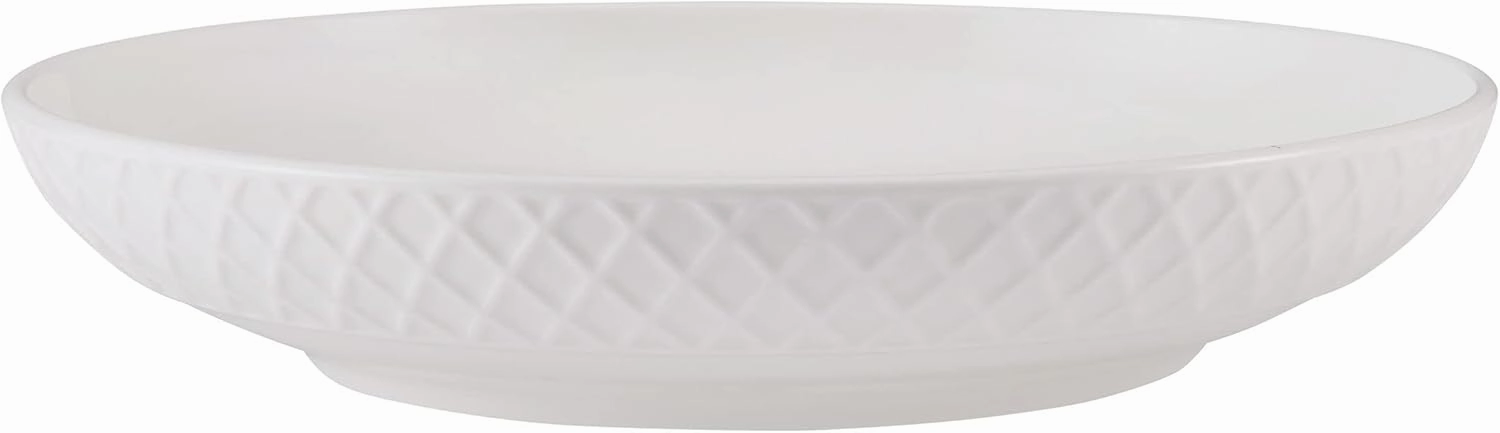 Mikasa Trellis Bone China Lightweight Chip Resistant Set of 4 Pasta Bowls Set, 8 inch, 37 ounces,White
