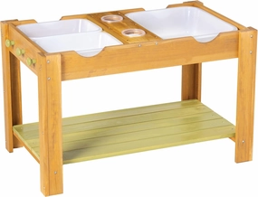 MindWare Sensory Sprouts Sensory Table - Sturdy Wood Table Includes 3 Sensory Bins, 2 Cups and 3 Hooks - Indoor/Outdoor Sensory Play for Kids Ages 3 and Up