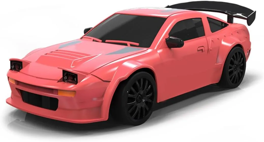 Mini 4WD RC Drift Car, 1/24 Scale 2.4G Remote Control Car with Controllable Lights & 2-Speed Modes, RC Racing Toy for Adults - RTR