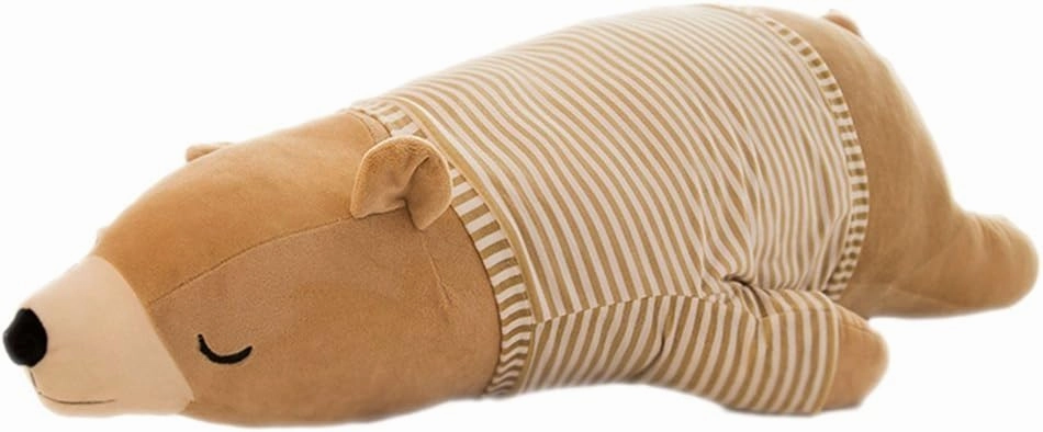 MMTTAO Stuffed Polar Bear Animal Plush Toy 20 Inch Large Brown Sleeping Bear Animal Stuff Soft Plushies Cute Dolls Collection Huggable Throw Pillow Cushion Gifts for Kids Children Boys Girls, 20Inches