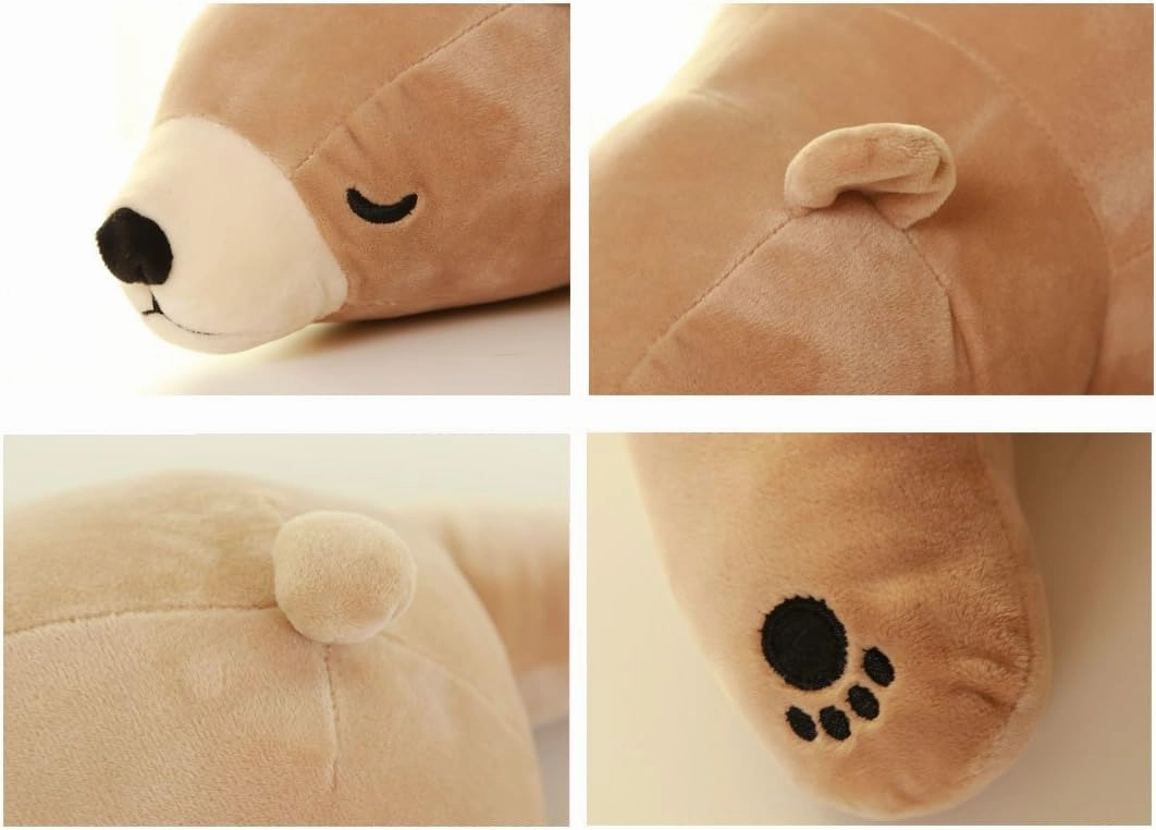 MMTTAO Stuffed Polar Bear Animal Plush Toy 20 Inch Large Brown Sleeping Bear Animal Stuff Soft Plushies Cute Dolls Collection Huggable Throw Pillow Cushion Gifts for Kids Children Boys Girls, 20Inches