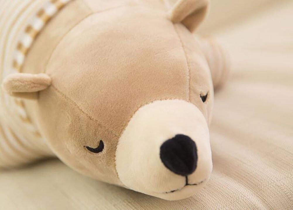MMTTAO Stuffed Polar Bear Animal Plush Toy 20 Inch Large Brown Sleeping Bear Animal Stuff Soft Plushies Cute Dolls Collection Huggable Throw Pillow Cushion Gifts for Kids Children Boys Girls, 20Inches