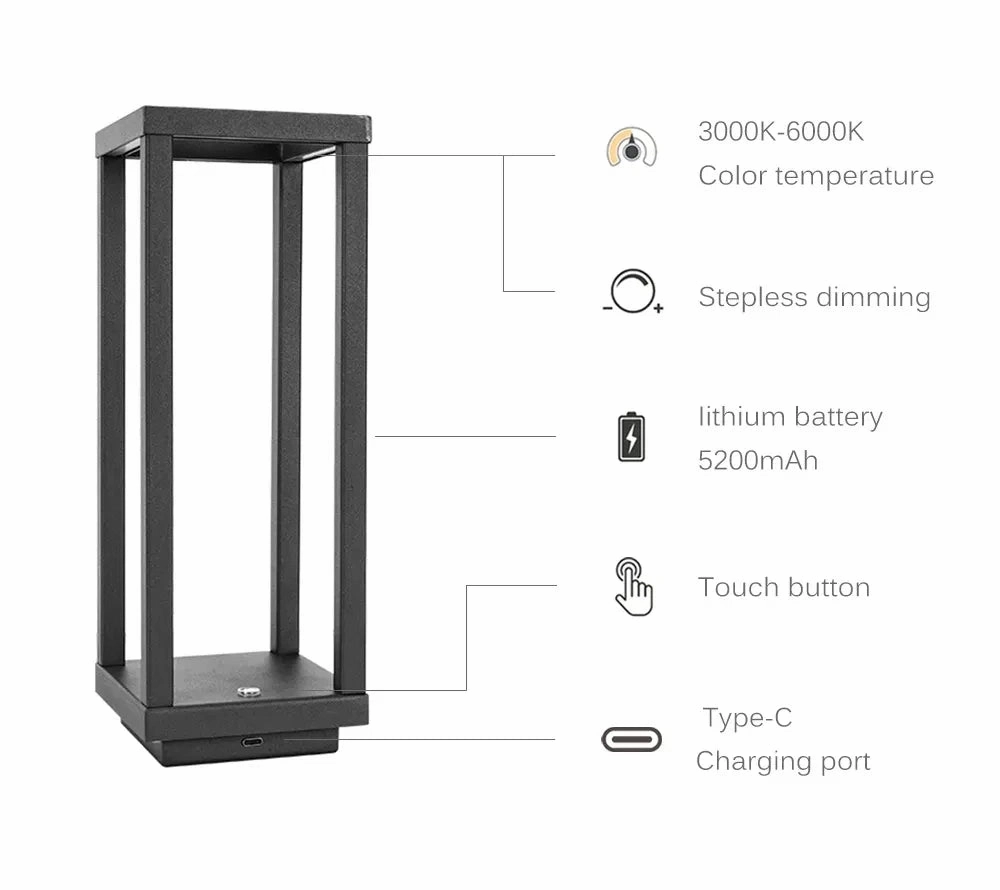 Modern Rechargeable LED Table Lamp – European Design for Restaurants, Hotels, and Home Decor