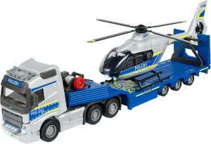 MOJORETTE - Grand Series Volvo FH-16 Police Truck (35 cm) and Airbus H135 Helicopter (25.5 cm), Scale 1:43, Made of Metal and Plastic, Licensed by Volvo and Airbus (213716000038)