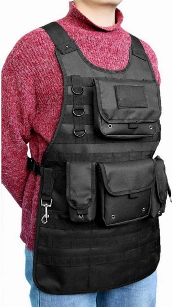 Molle Apron with Multi Pouches, Removable Patch, and Adjustable Side Strap for Outdoor Cooking and Grilling