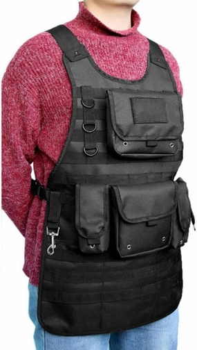 Molle Apron with Multi Pouches, Removable Patch, and Adjustable Side Strap for Outdoor Cooking and Grilling