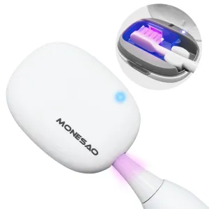 MONESAO Toothbrush Sanitizer Case, Portable Mini Toothbrush Covers with Holder, Rechargeable Travel Home Toothbrush And Holder, Cleaner Case for All Electric & Manual Toothbrushes (White)