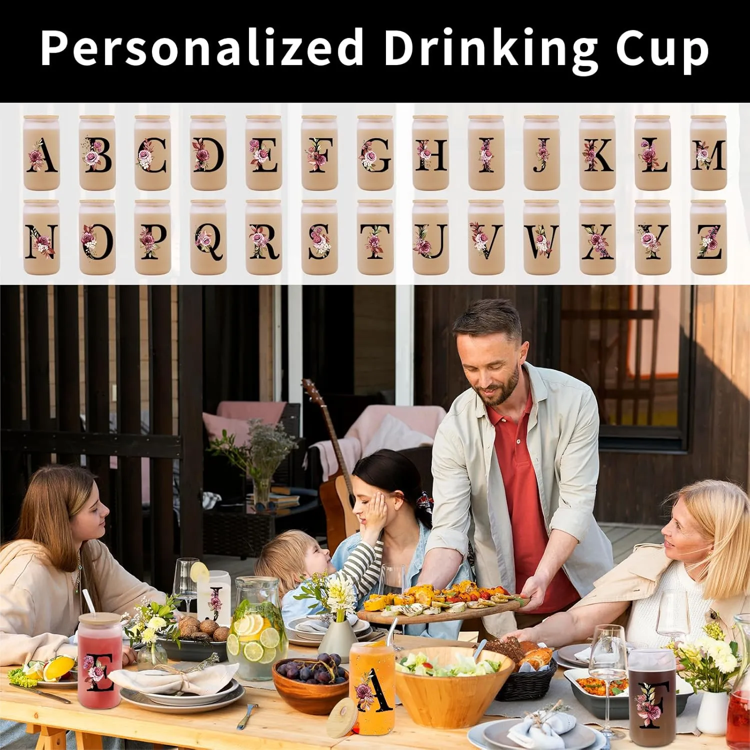 Monogrammed Glass Drinking Cup With Lid Straw Women Gift Flight Attendant Pet Sitter Secretary Hairdress Caregiver Musicians Dancer Cheerleaders Hairstylist Nanny Hair Stylist Nail Technician,F