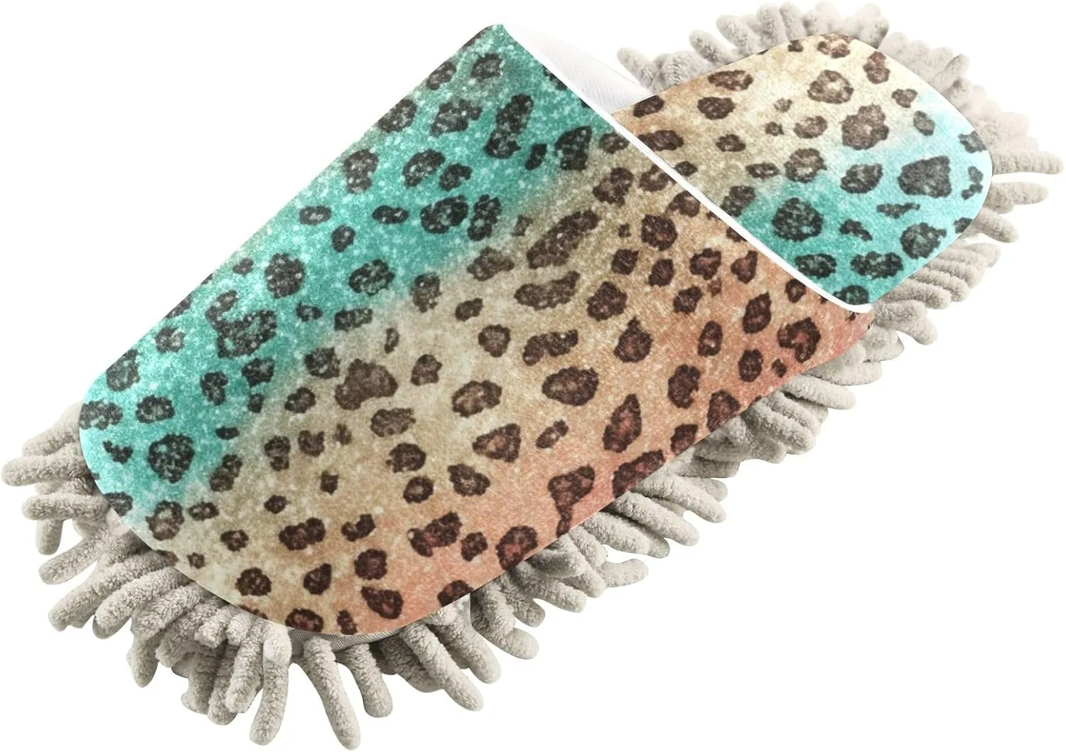 Mop Slippers Shine Leopard Dots Print, Funny Slippers Dust Cleaner for Women Men Size:5-8
