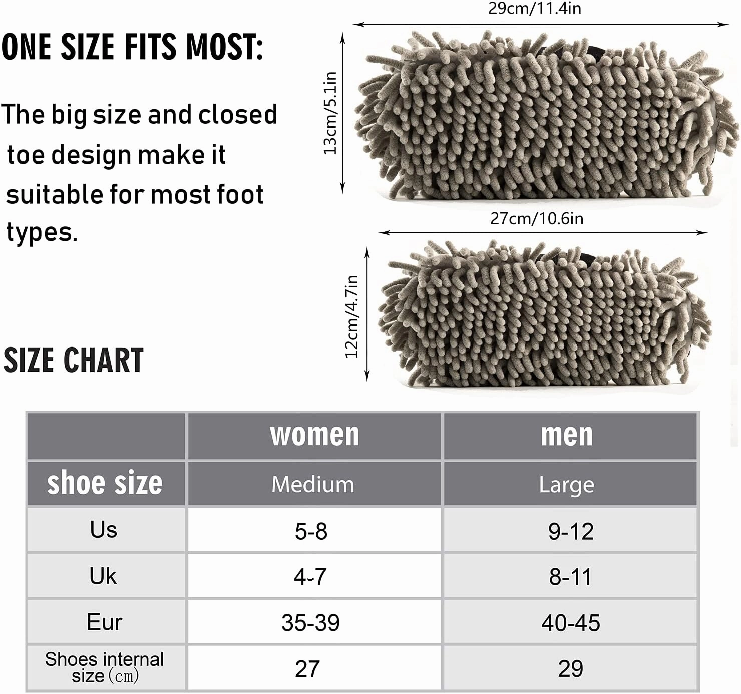 Mop Slippers Shoes, Unisex Cleaning House Slippers Spa Dusting Slippers M-L