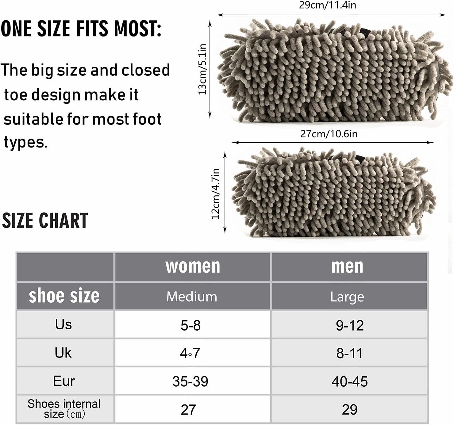 Mop Slippers Shoes, Unisex Cleaning House Slippers Spa Dusting Slippers M-L