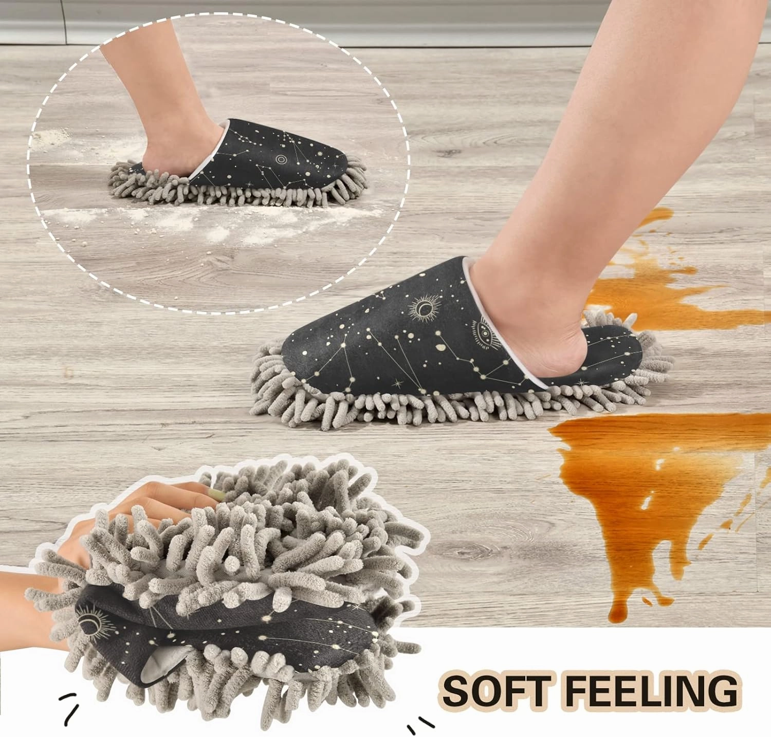 Mop Slippers Shoes, Unisex Cleaning House Slippers Spa Dusting Slippers M-L