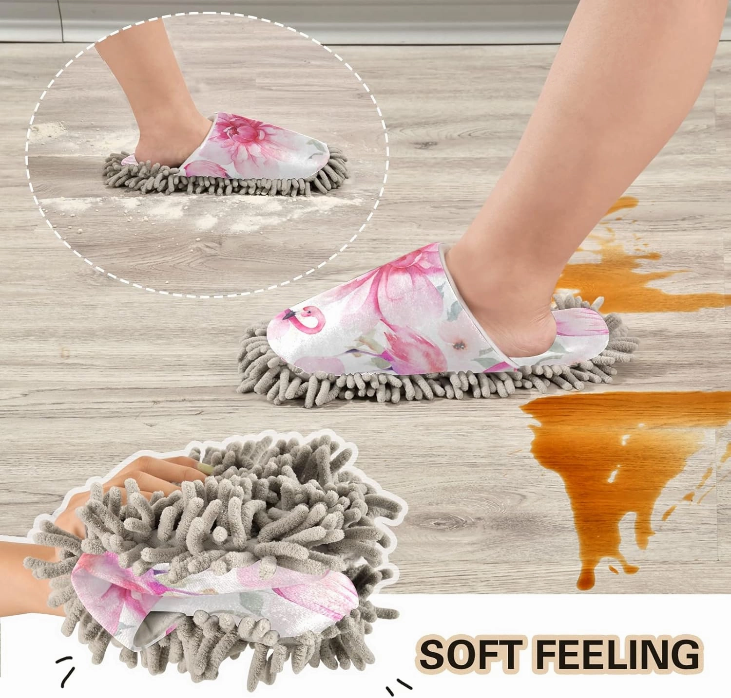 Mop Slippers Shoes, Unisex Cleaning House Slippers Spa Dusting Slippers M-L