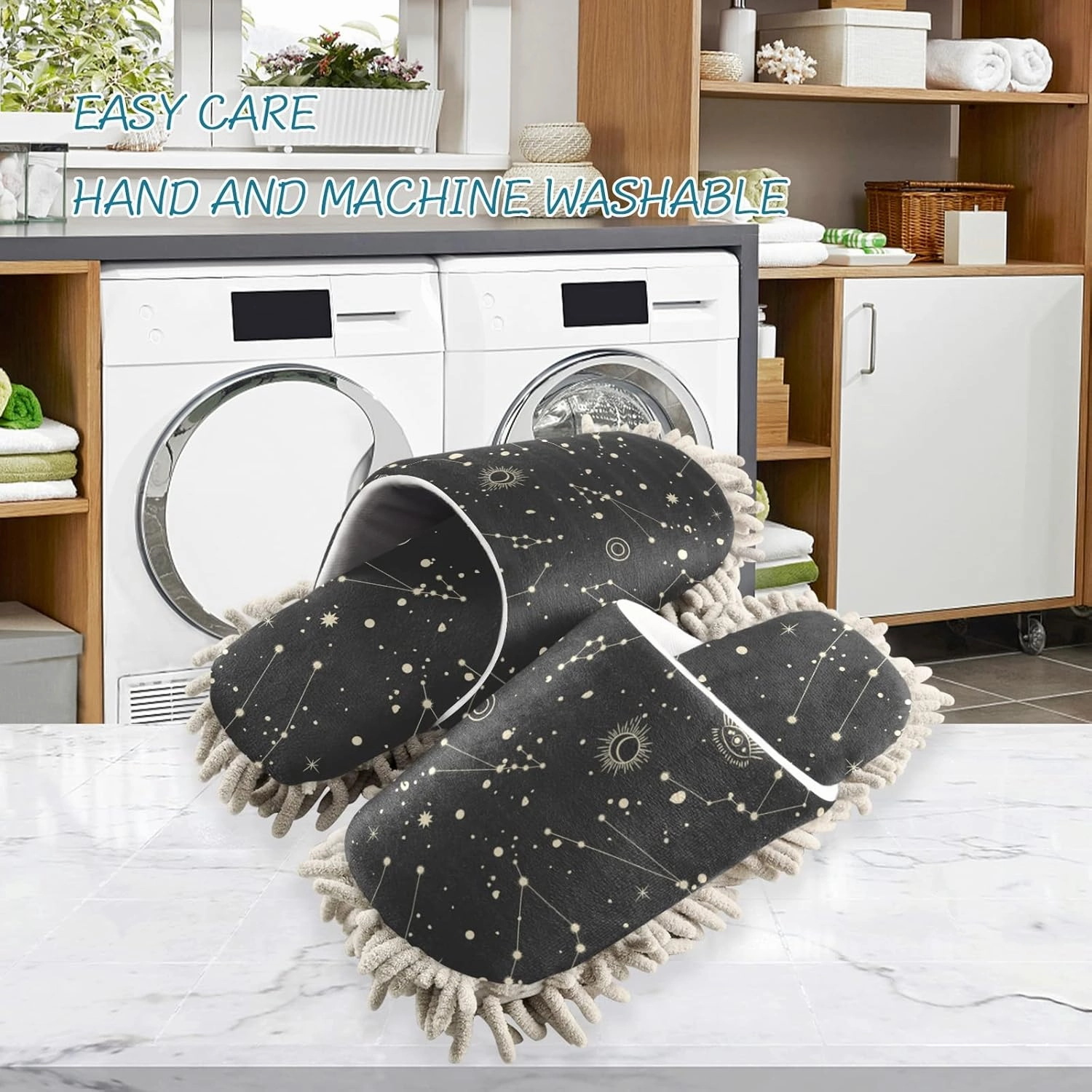 Mop Slippers Shoes, Unisex Cleaning House Slippers Spa Dusting Slippers M-L