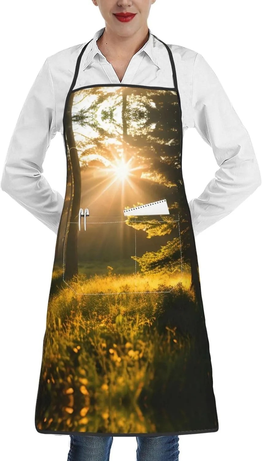 Morning Sunlight In Wilderness Cooking Apron Aprons For Women With Pockets Server Apron Home Kitchen Restaurant Baking